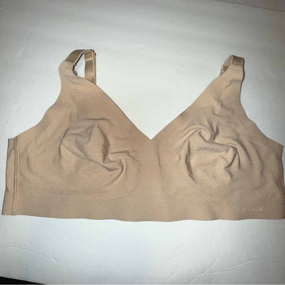 PINK Victoria's Secret Tan Seamless Comfort Bra unlined Large nude